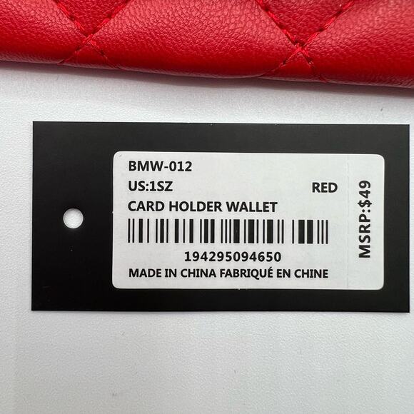 Badgley Mischka Womens Vegan Leather Long Card Holder Wallet Red Quilted NWT - Picture 3 of 10